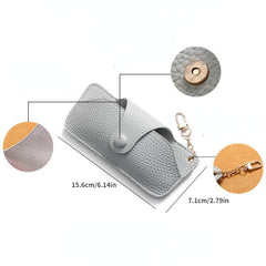 Snap Button Glasses Bag PU Leather Sunglasses Pouch