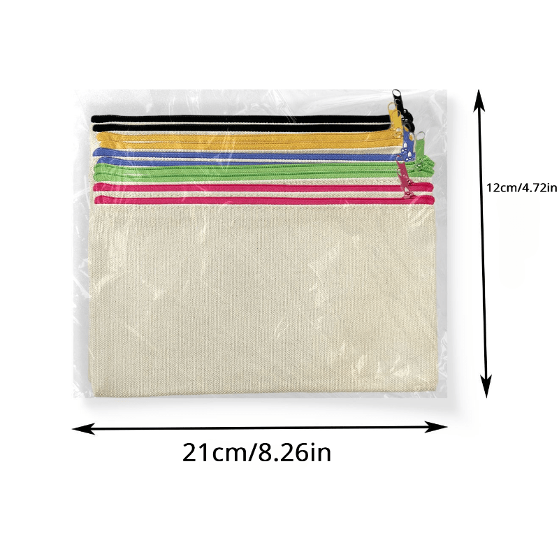 Canvas Pouch with Zipper DIY Craft Blank Bags for Travel