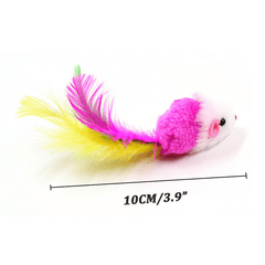 Interactive Cat Toy Feather Tail Plush Mouse Shape Kitten Play Dental Health