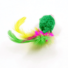 Interactive Cat Toy Feather Tail Plush Mouse Shape Kitten Play Dental Health
