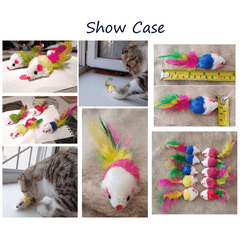 Interactive Cat Toy Feather Tail Plush Mouse Shape Kitten Play Dental Health