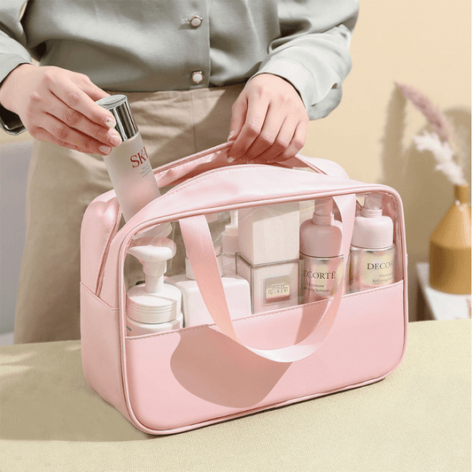 Waterproof Transparent Toiletry Bag Portable Zippered Tote Cosmetic Bag