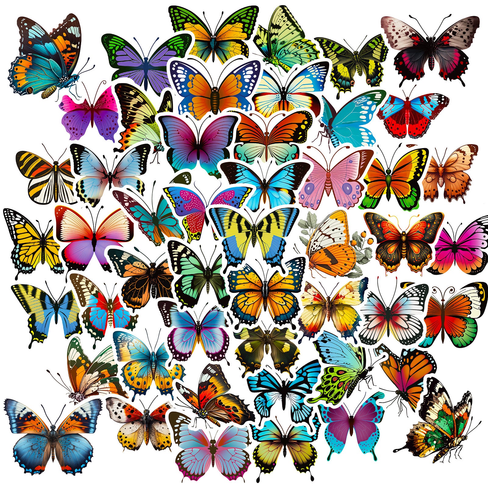 50pcs Colorful Butterfly Creative Stickers DIY for Car