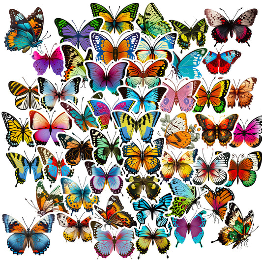 50pcs Colorful Butterfly Creative Stickers DIY for Car