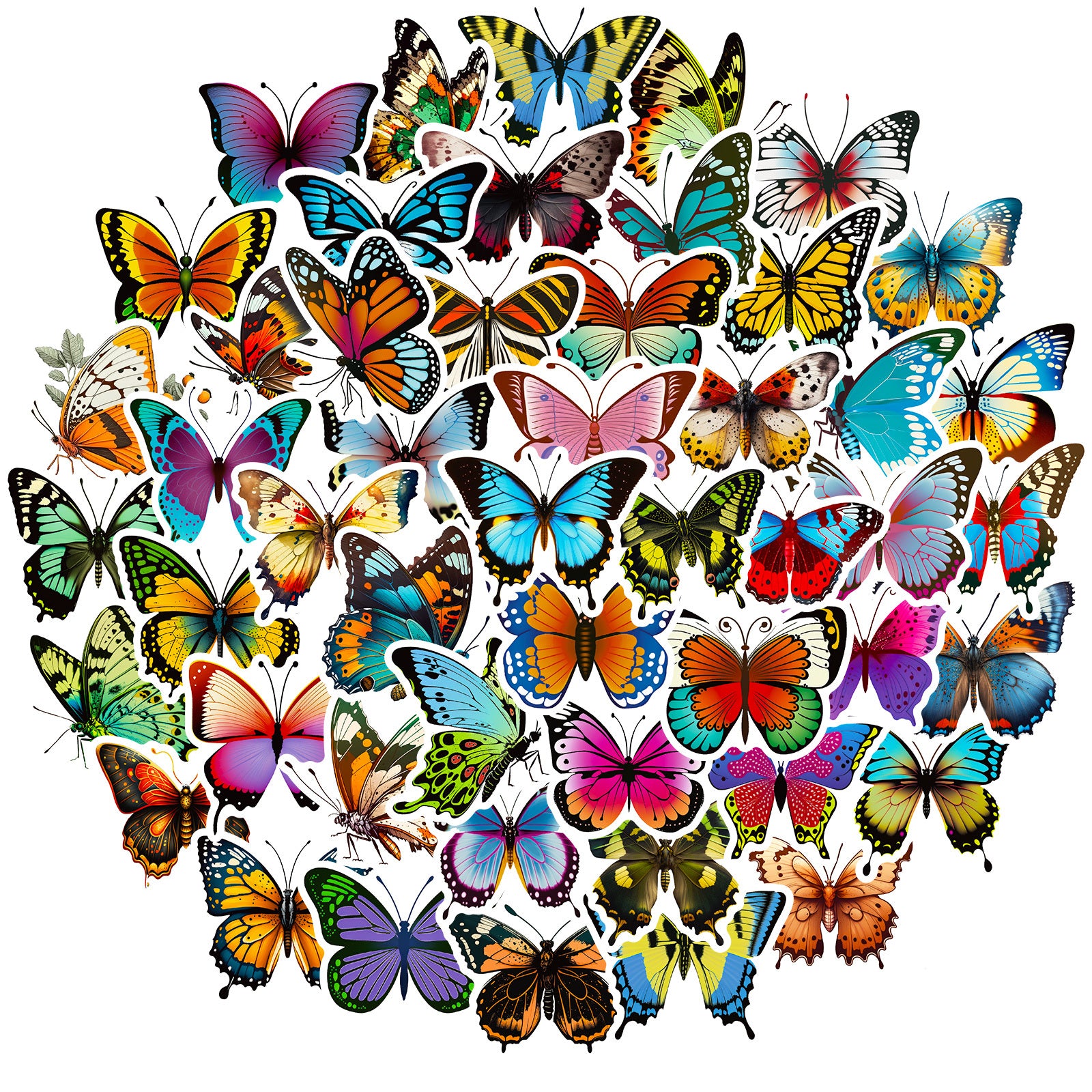 50pcs Colorful Butterfly Creative Stickers DIY for Car