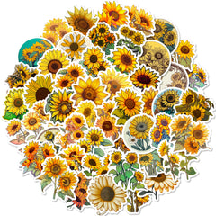 50pcs Sunflower Waterproof Stickers for Car Laptop Phone Luggage Water Bottle