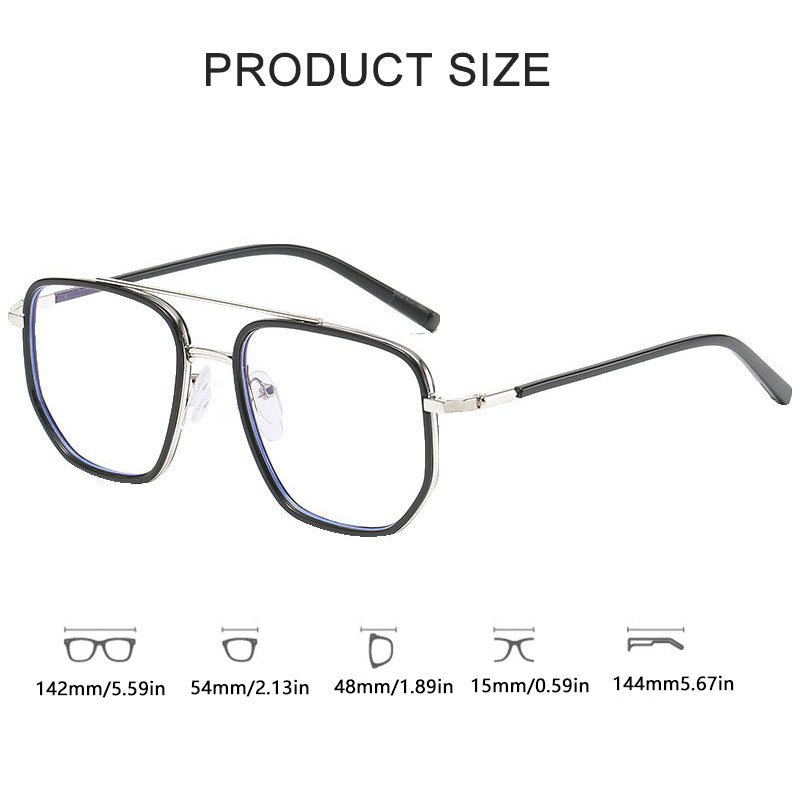 Light Blocking Glasses Double Bridge Square Clear Lens Computer Glasses