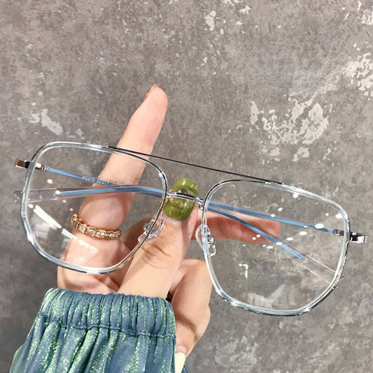 Light Blocking Glasses Double Bridge Square Clear Lens Computer Glasses