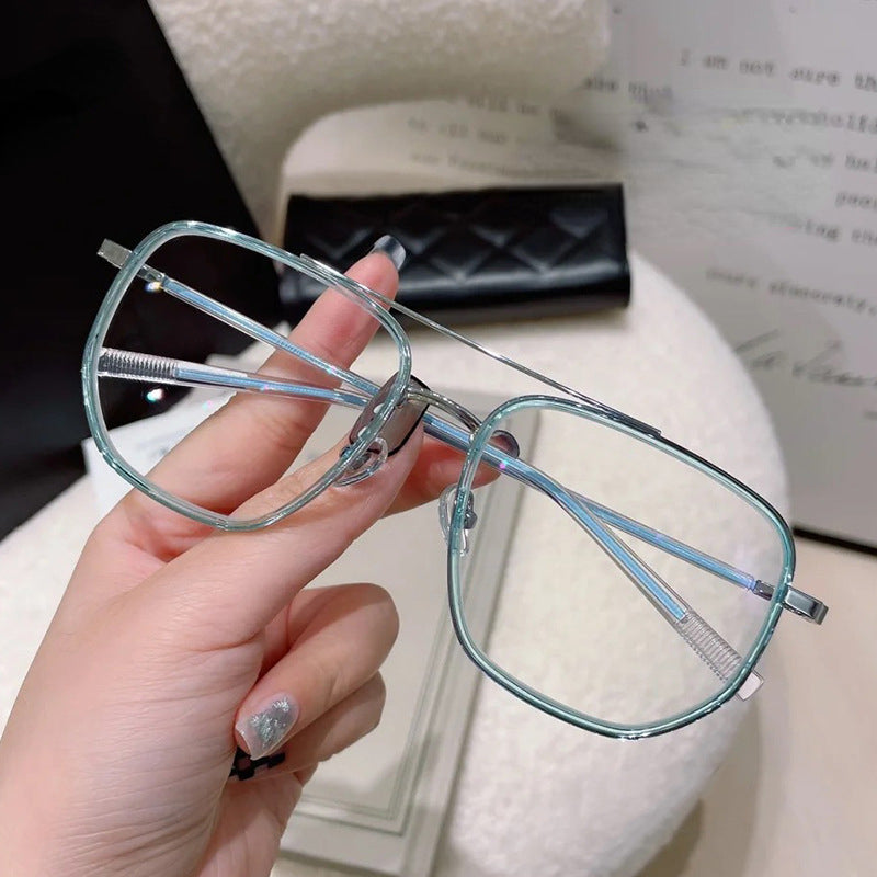 Light Blocking Glasses Double Bridge Square Clear Lens Computer Glasses