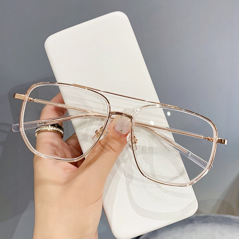 Light Blocking Glasses Double Bridge Square Clear Lens Computer Glasses