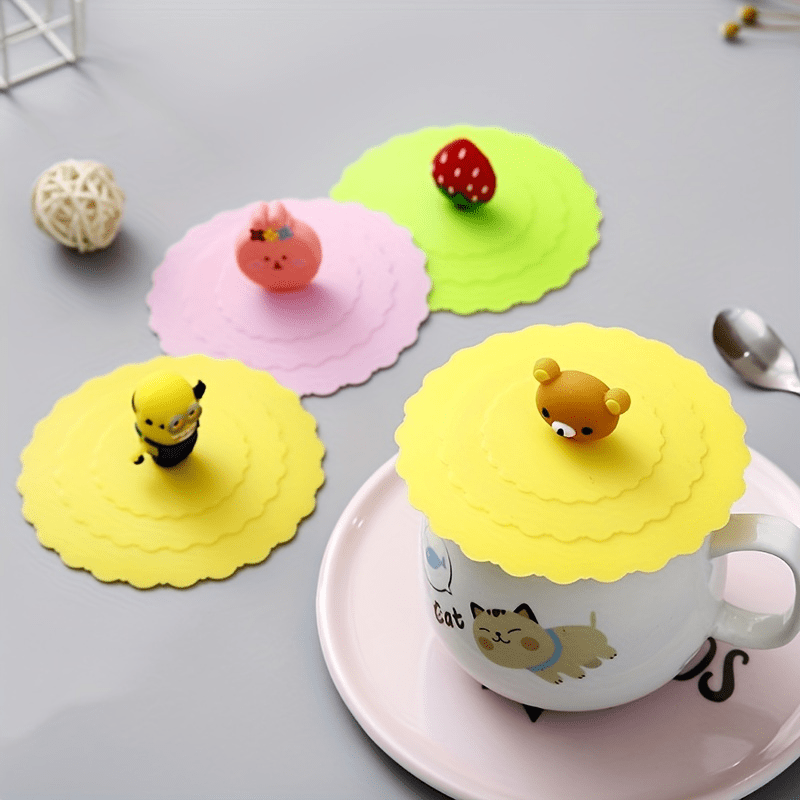 Cartoon Silicone Cup Lid Leak Proof Dust Proof Ceramic Tea Cup Water Cup Lid