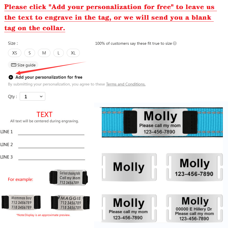 Customized Dog Collar with Engraved Nameplate - Personalized Pet Collars