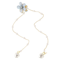 Sweet Jelly Flower Hair Clip With Chain Faux Pearl Tassel Hair Claw