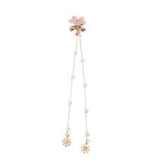 Sweet Jelly Flower Hair Clip With Chain Faux Pearl Tassel Hair Claw
