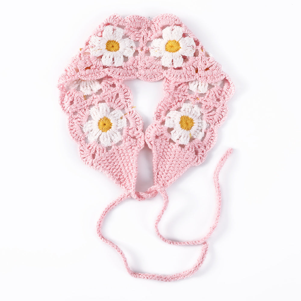 Bohemian Crochet Flower Turban Hair Band Hair Scarf Women Headband