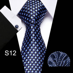 Business Men's Tie Set With Cufflinks Square Scarf