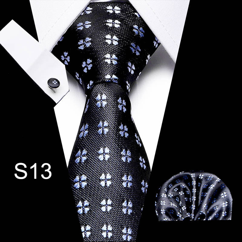 Business Men's Tie Set With Cufflinks Square Scarf