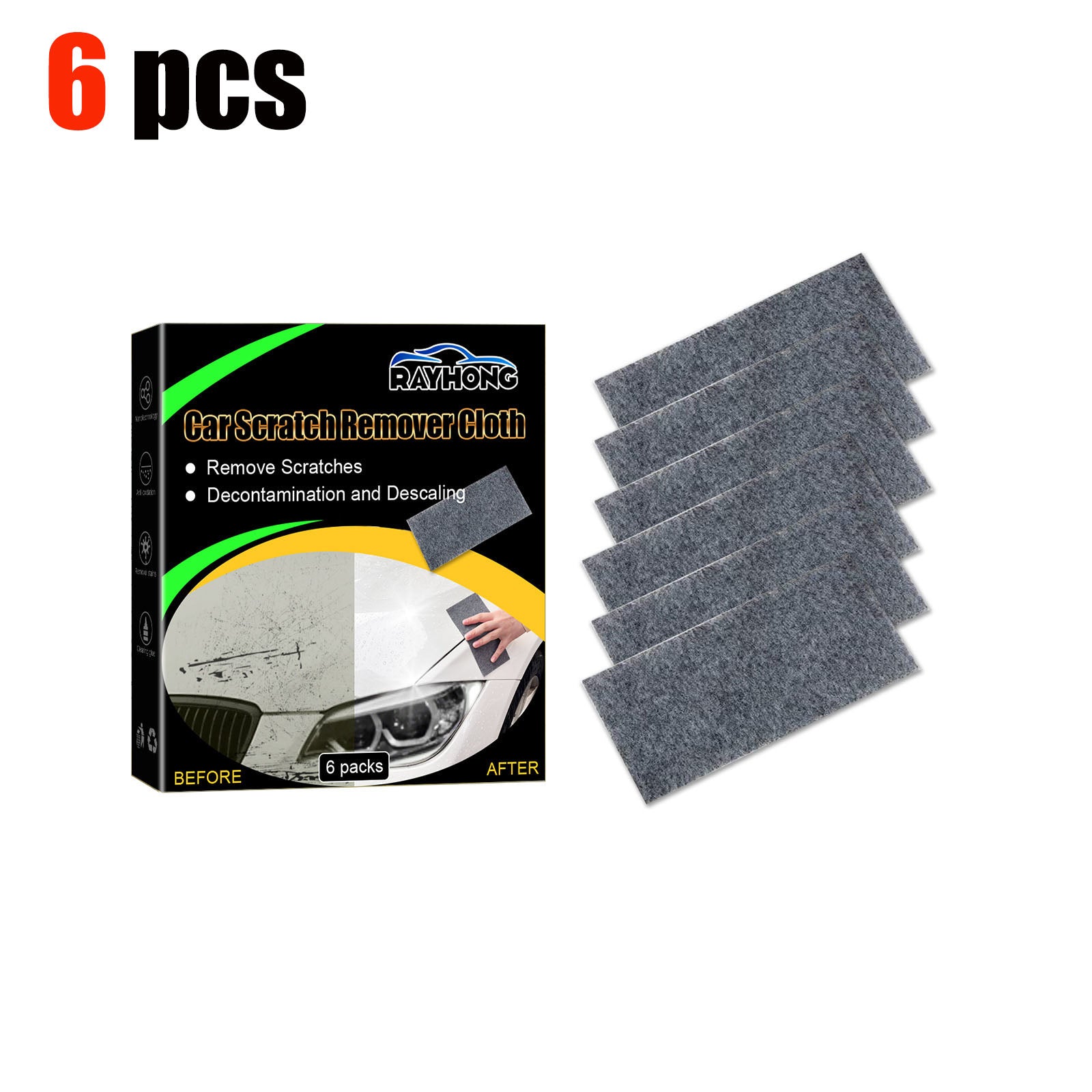 6 Packs Nano Magic Cloth for Easy Car Paint Scratch Repair