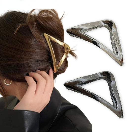 Metallic Hair Claw Triangle Shape Hollow Metal Ponytail Holder