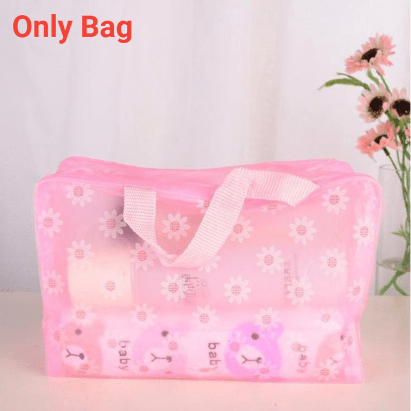 Flower Print Travel Toiletry Bag with Zipper and Handle