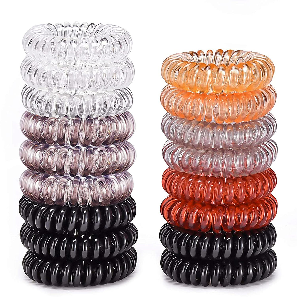 17pcs Spiral Hair Tie Waterproof Coil Hair Elastic Ponytail Holder Hair Accessor