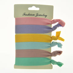 6pcs Knotted Ribbon Hair Tie Wide Hair Rope Bracelet Elastic
