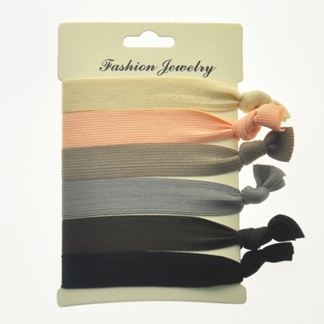 6pcs Knotted Ribbon Hair Tie Wide Hair Rope Bracelet Elastic