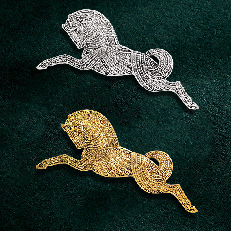 Vintage Metal Running Horse Brooch Pins Men's Brooches Gift