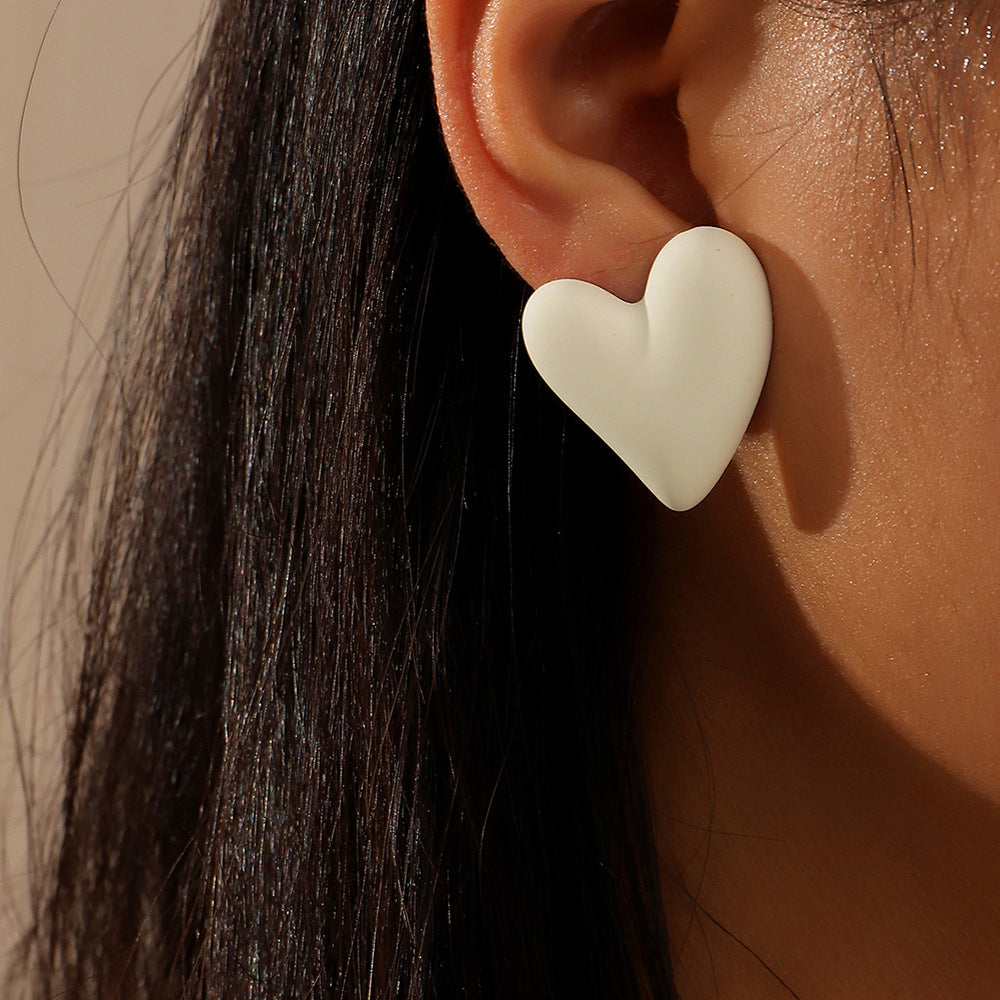 Summer Candy Heart Stud Earrings Classic Style Resin Jewelry