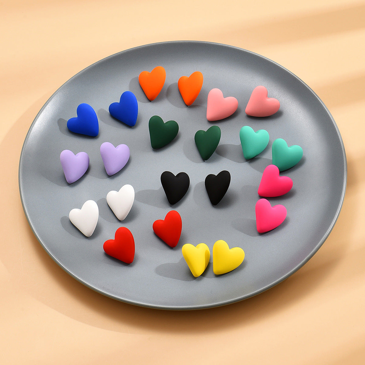 Summer Candy Heart Stud Earrings Classic Style Resin Jewelry