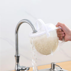 Rice Washing Drain Basin with Lid Rice Washing Sieve Plastic Colander