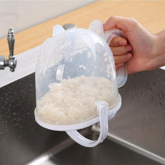 Rice Washing Drain Basin with Lid Rice Washing Sieve Plastic Colander