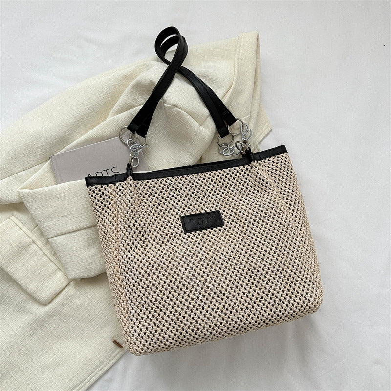 Summer Woven Straw Bag For Women Chain Tote Bag Boho Style Beach Bag