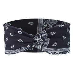 Paisley Print Hair Band Wide Knotted Headband Stretchy Boho Headband