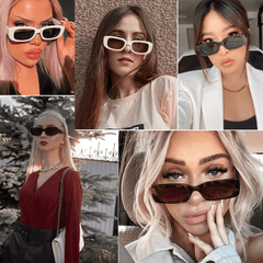 Retro Rectangle Sunglasses UV400 Sun Shades for Summer Travel