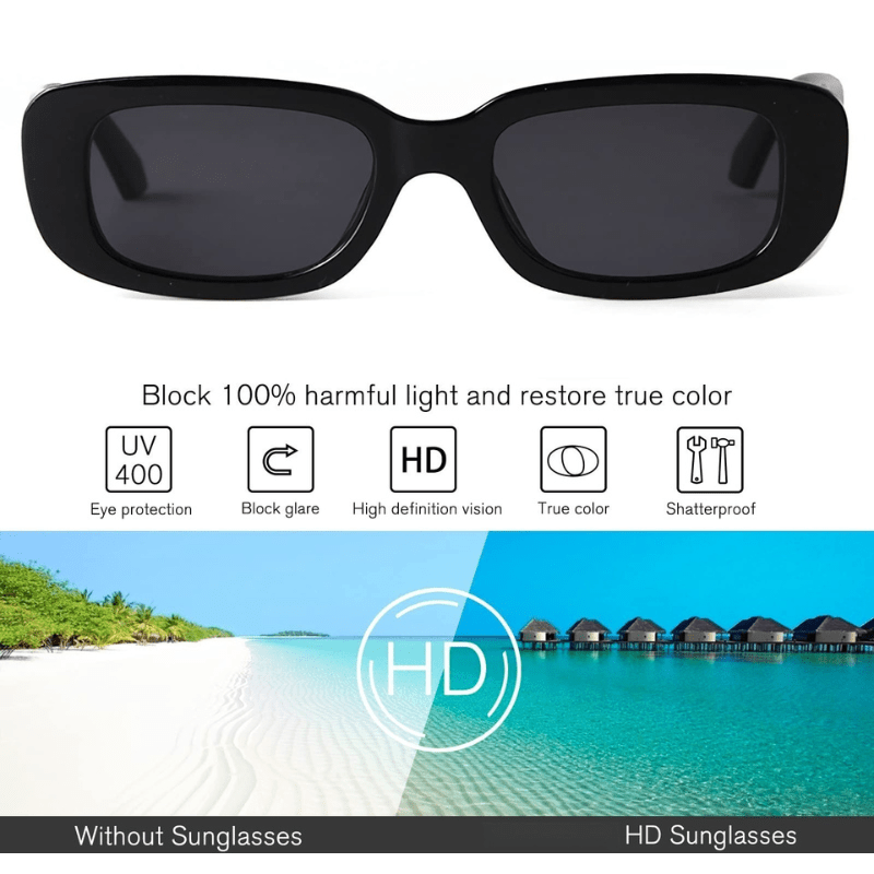Retro Rectangle Sunglasses UV400 Sun Shades for Summer Travel
