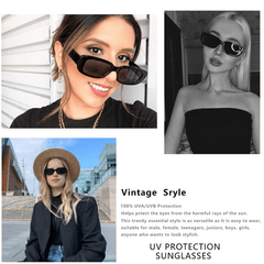 Retro Rectangle Sunglasses UV400 Sun Shades for Summer Travel