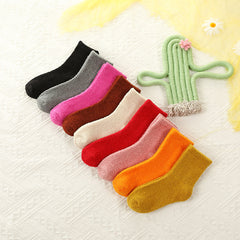 3 Pairs Kids Thickened Plus Velvet Wool Blend Warm Crew Socks for Winter
