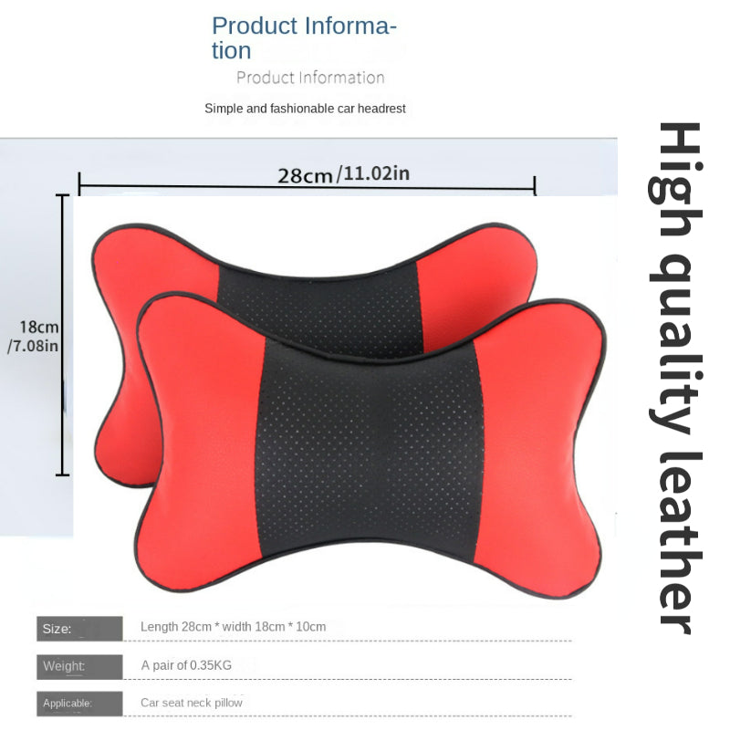 Car Leather Seat Rest Cushion Headrest Neck Pillow