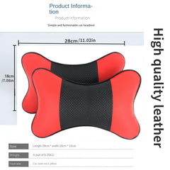 Car Leather Seat Rest Cushion Headrest Neck Pillow