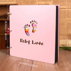 Pink Wooden Baby Growth Album DIY Paste Photo Album
