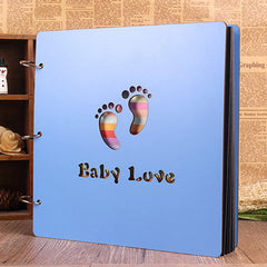 Pink Wooden Baby Growth Album DIY Paste Photo Album
