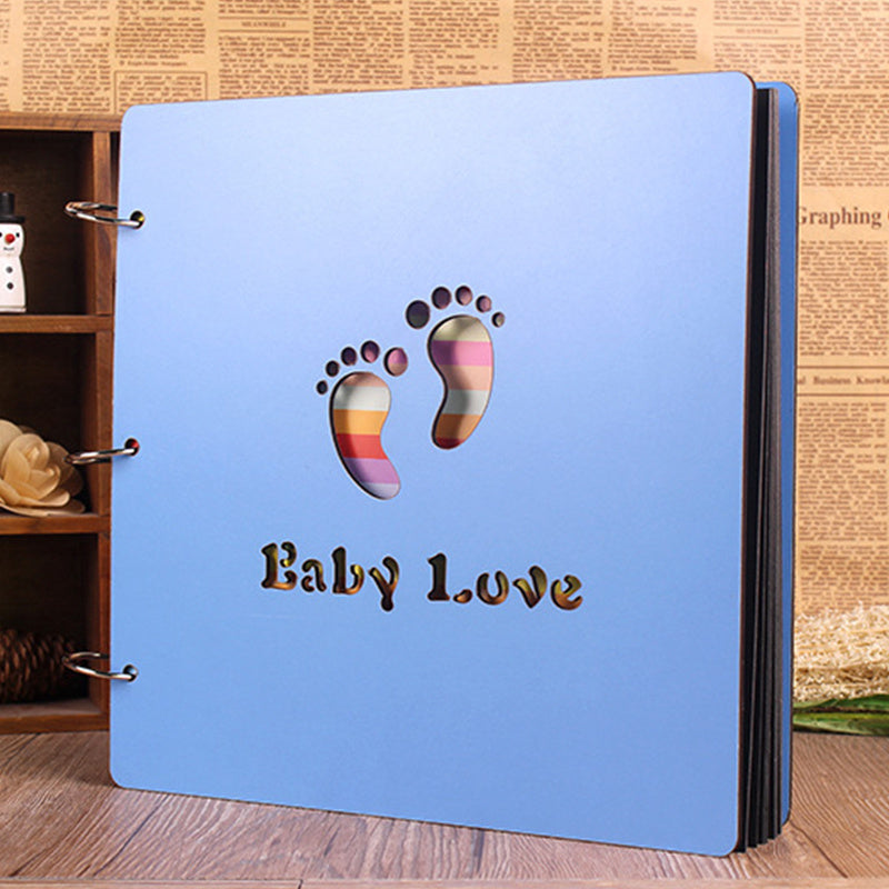 Pink Wooden Baby Growth Album DIY Paste Photo Album