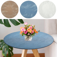 Waterproof Round Tablecloth Anti slip Polyester Table Cover with Elastic Edge