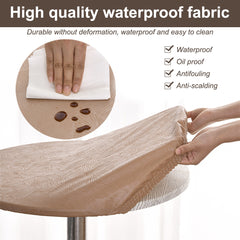 Waterproof Round Tablecloth Anti slip Polyester Table Cover with Elastic Edge