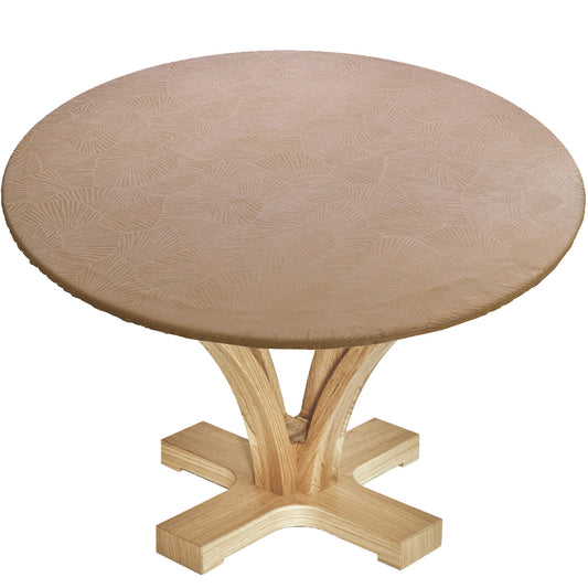Waterproof Round Tablecloth Anti slip Polyester Table Cover with Elastic Edge