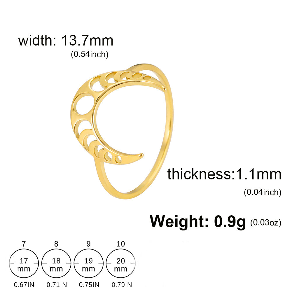 Hollow Crescent Moon Stainless Steel Men's Ring