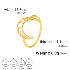 Hollow Crescent Moon Stainless Steel Men's Ring
