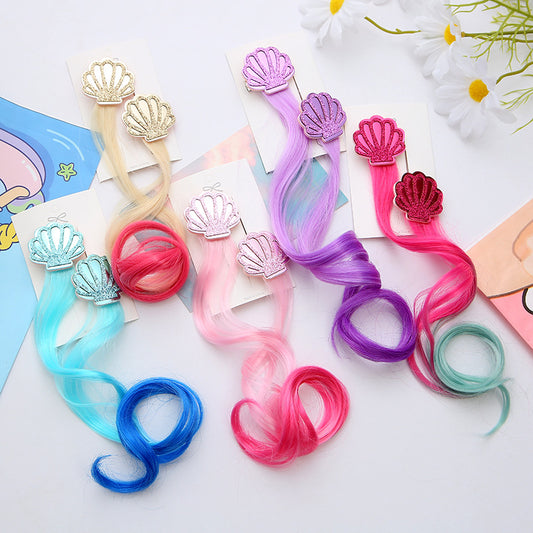 Mermaid Princess Hair Gradient Shell Wig for Kids