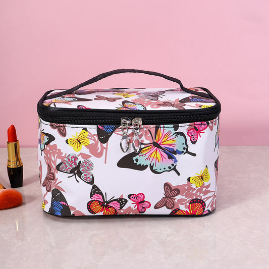 Butterfly Print Cosmetic Bag Waterproof PU Leather Makeup Bag